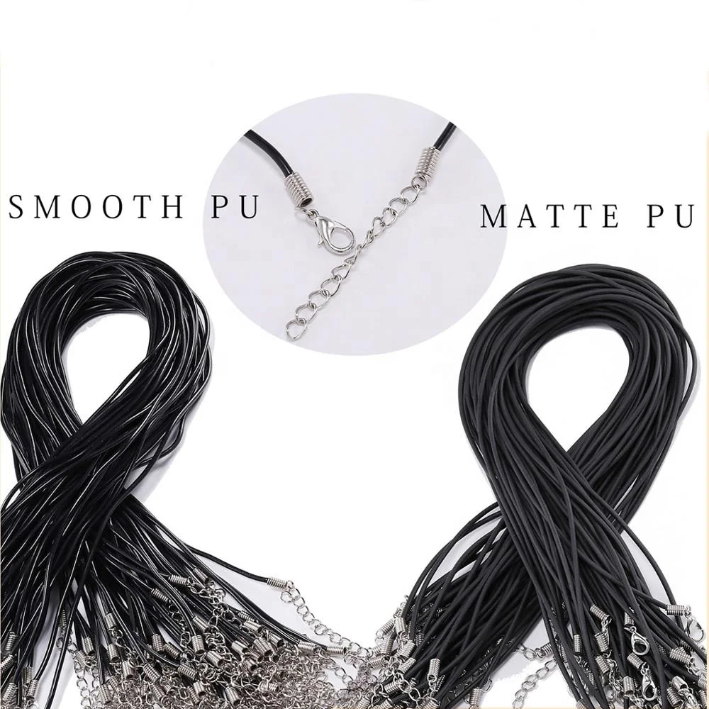 

10Pcs/lot 1.8mm Matt Leather Handmade Adjustable Braided Rope Necklaces & Pendant Charms Findings Lobster Clasp String Cord, Black