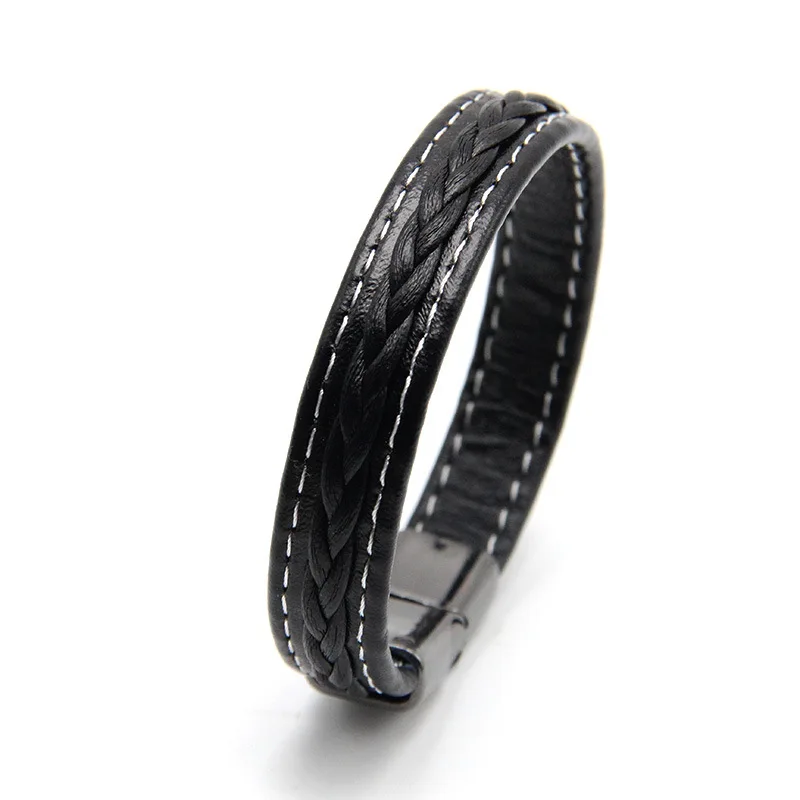 Lucky Handmade Braided Genuine Leather Bracelet Black Magnetic Clasp Men Leather Bracelets For Gifts
Lucky Handmade Braided Genuine Leather Bracelet Black Magnetic Clasp Men Leather Bracelets For Gifts