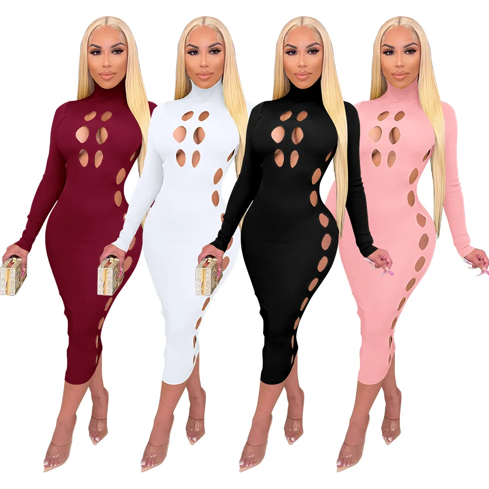 Nightout Bodycon Dresses Winter Spring High Neck Long Sleeve Hollow Out Casual Sexy Ladies Midi Dress, Picture color
Nightout Bodycon Dresses Winter Spring High Neck Long Sleeve Hollow Out Casual Sexy Ladies Midi Dress, Picture color