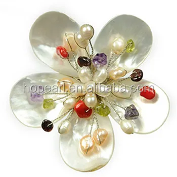 BRH35 Multi Color Stone Chip Bead and Freshwater Pearls Natural White Mother of Pearl Shell Flower Brooch
BRH35 Multi Color Stone Chip Bead and Freshwater Pearls Natural White Mother of Pearl Shell Flower Brooch