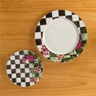 Home goods kitchen gold line decorative porcelain decal serving plates