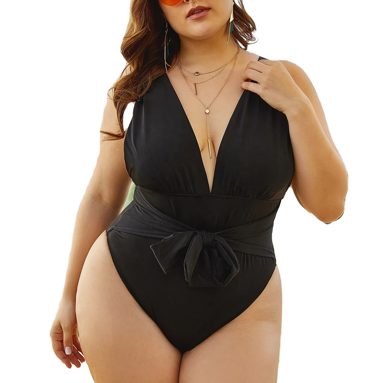 Black sexy deep V one-piece muslimah Swimsuit waist-slimming Plus size sexy famous brands swimsuit
Black sexy deep V one-piece muslimah Swimsuit waist-slimming Plus size sexy famous brands swimsuit