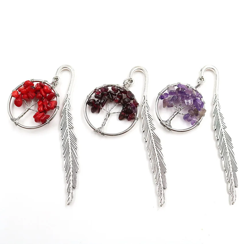 Retro Natural Crystal Stone Life Tree Chinese Style Feather Bookmark Metal Bookmark For Gift, Mixed color
Retro Natural Crystal Stone Life Tree Chinese Style Feather Bookmark Metal Bookmark For Gift, Mixed color