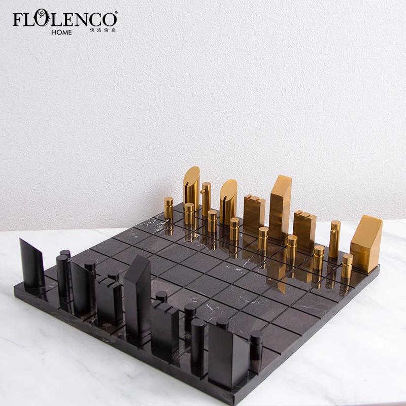 Wholesale Nordic Style Home Decor Marble Stone Chess Board Chess Set Decoration, Black&gold
Wholesale Nordic Style Home Decor Marble Stone Chess Board Chess Set Decoration, Black&gold