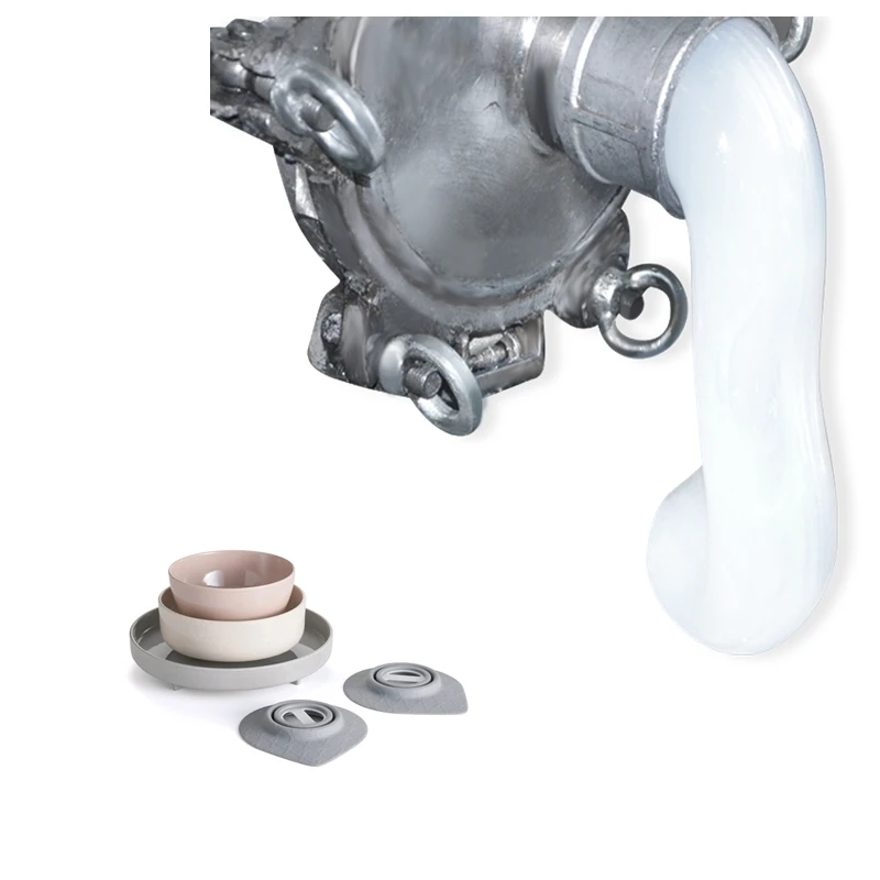 BPA Free Food Grade High Transparent Liquid Silicone Rubber Baby Tableware with 40-60 ShoreA Hardness and 7.5-9.5 MPa Tensile Strength