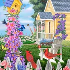 Cozy Cottage Summer House Flag Floral Decorative Birdhouse cheap custom Garden Yard Flag with pole