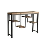 Mayco Antique Iron and Wood Offset Small Console Table