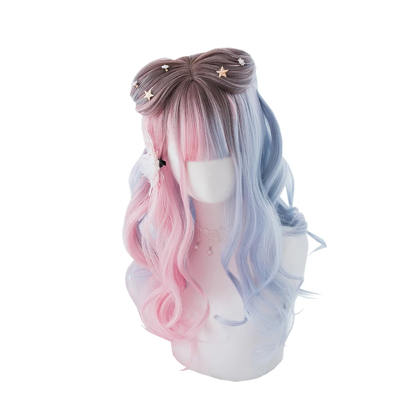 Double Color Brown Gradient Pink and Blue Long Curly Synthetic Hair Wigs Lolita Japanese Sweet Cosplay Party Natural Wigs, Pic showed
Double Color Brown Gradient Pink and Blue Long Curly Synthetic Hair Wigs Lolita Japanese Sweet Cosplay Party Natural Wigs, Pic showed