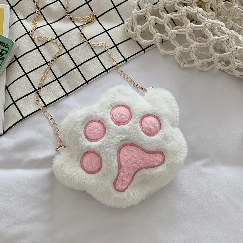 Cute Bear Paw Girls Chain Zipper Shoulder Bag Lovely Children's Soft Plush Coin Purse Baby Boy Accessories Small Crossbody Bags, White, gray, brown 
Cute Bear Paw Girls Chain Zipper Shoulder Bag Lovely Children's Soft Plush Coin Purse Baby Boy Accessories Small Crossbody Bags, White, gray, brown