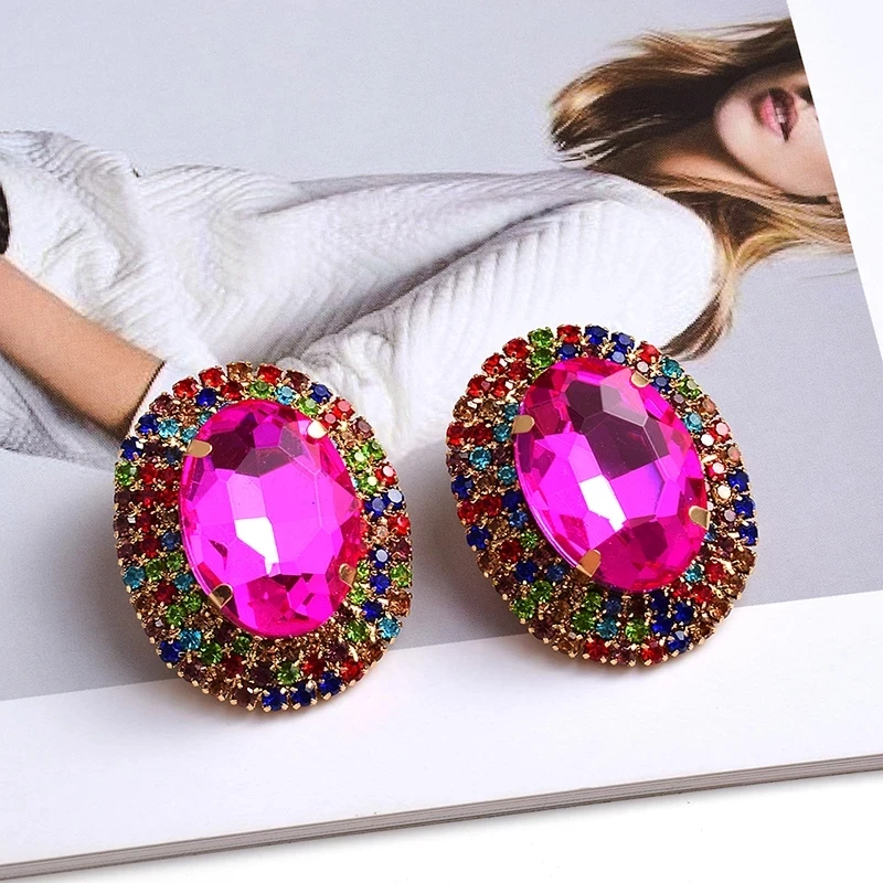 New Arrive Colorful Crystal Metal Round Statement Stud Earrings Hot Sale Fashion Trend Rhinestone Jewelry Accessories For Women
New Arrive Colorful Crystal Metal Round Statement Stud Earrings Hot Sale Fashion Trend Rhinestone Jewelry Accessories For Women