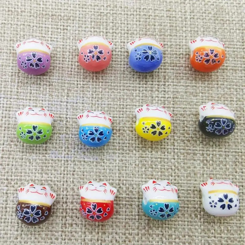 12 Color Hand-painted Lucky Cat Horizontal Hole Porcelain Spacer Beads For Diy Ornament Accessories
12 Color Hand-painted Lucky Cat Horizontal Hole Porcelain Spacer Beads For Diy Ornament Accessories