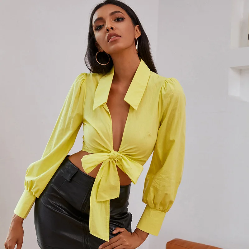 2021 Ladies Sexy Low Neckline Blouse Simple Lapel Long Sleeve Office Shirt, Picture color
2021 Ladies Sexy Low Neckline Blouse Simple Lapel Long Sleeve Office Shirt, Picture color