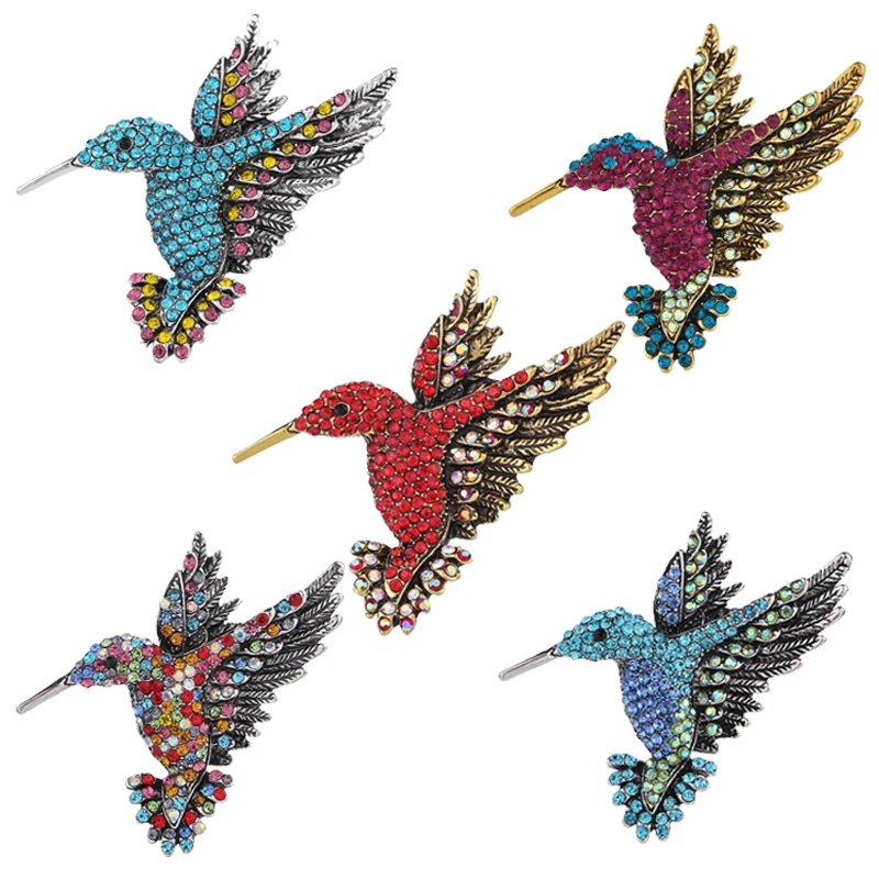 

Vintage Crystal Hummingbird Brooches Fashion Colorful Rhinestone Bird Brooch Gift For Women