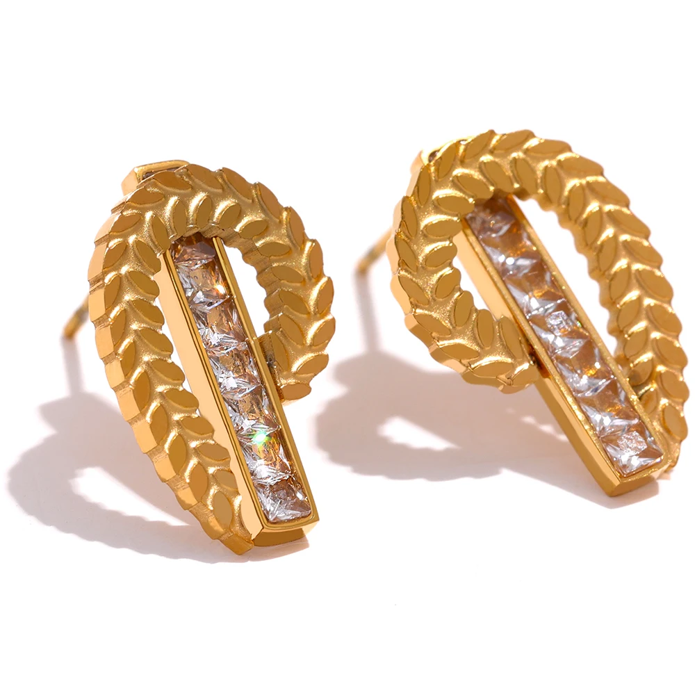 JINYOU 687 New Design Cubic Zirconia Stainless Steel Wheatear Metal Gold Color Stud Earrings Waterproof Chic Fashion Jewelry
JINYOU 687 New Design Cubic Zirconia Stainless Steel Wheatear Metal Gold Color Stud Earrings Waterproof Chic Fashion Jewelry