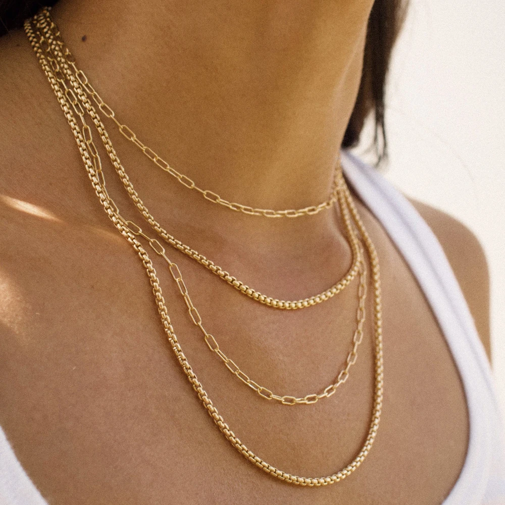 Women 14k Gold Plated Link Chain Paperclip Necklaces Box Chain Venetian Necklaces Layering Necklaces
Women 14k Gold Plated Link Chain Paperclip Necklaces Box Chain Venetian Necklaces Layering Necklaces