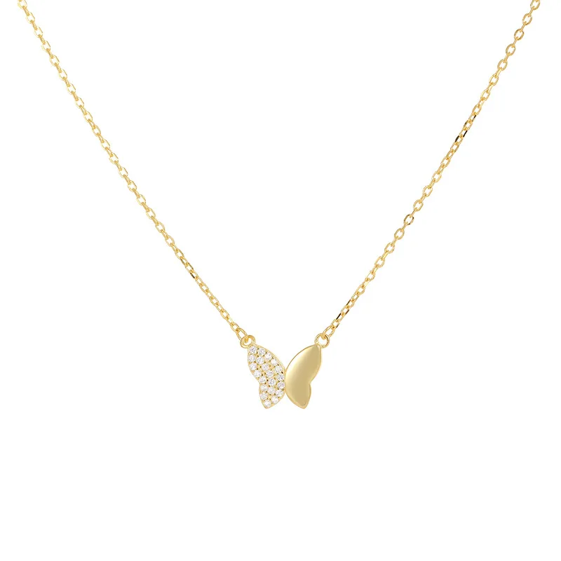 INS fashion jewelry 925 sterling silver simple single butterfly diamond pendant gold plated necklaces for women
INS fashion jewelry 925 sterling silver simple single butterfly diamond pendant gold plated necklaces for women