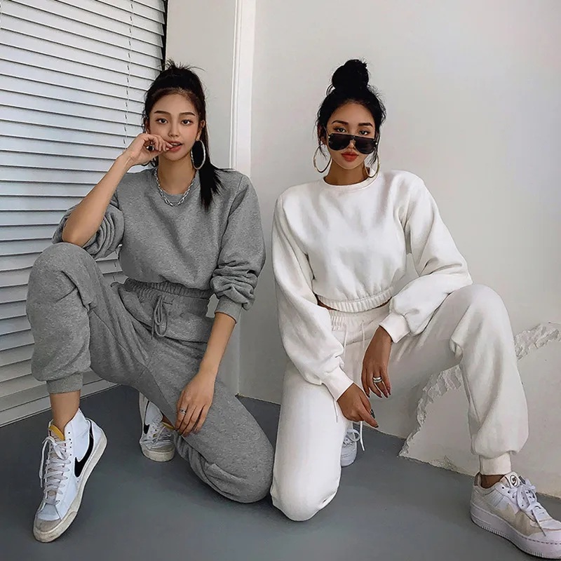 Sportswear autumn crop top hoodie comfy cotton 2 piece set with pocket for women long sleeve casual two piece set women clothing, Picture color
Sportswear autumn crop top hoodie comfy cotton 2 piece set with pocket for women long sleeve casual two piece set women clothing, Picture color