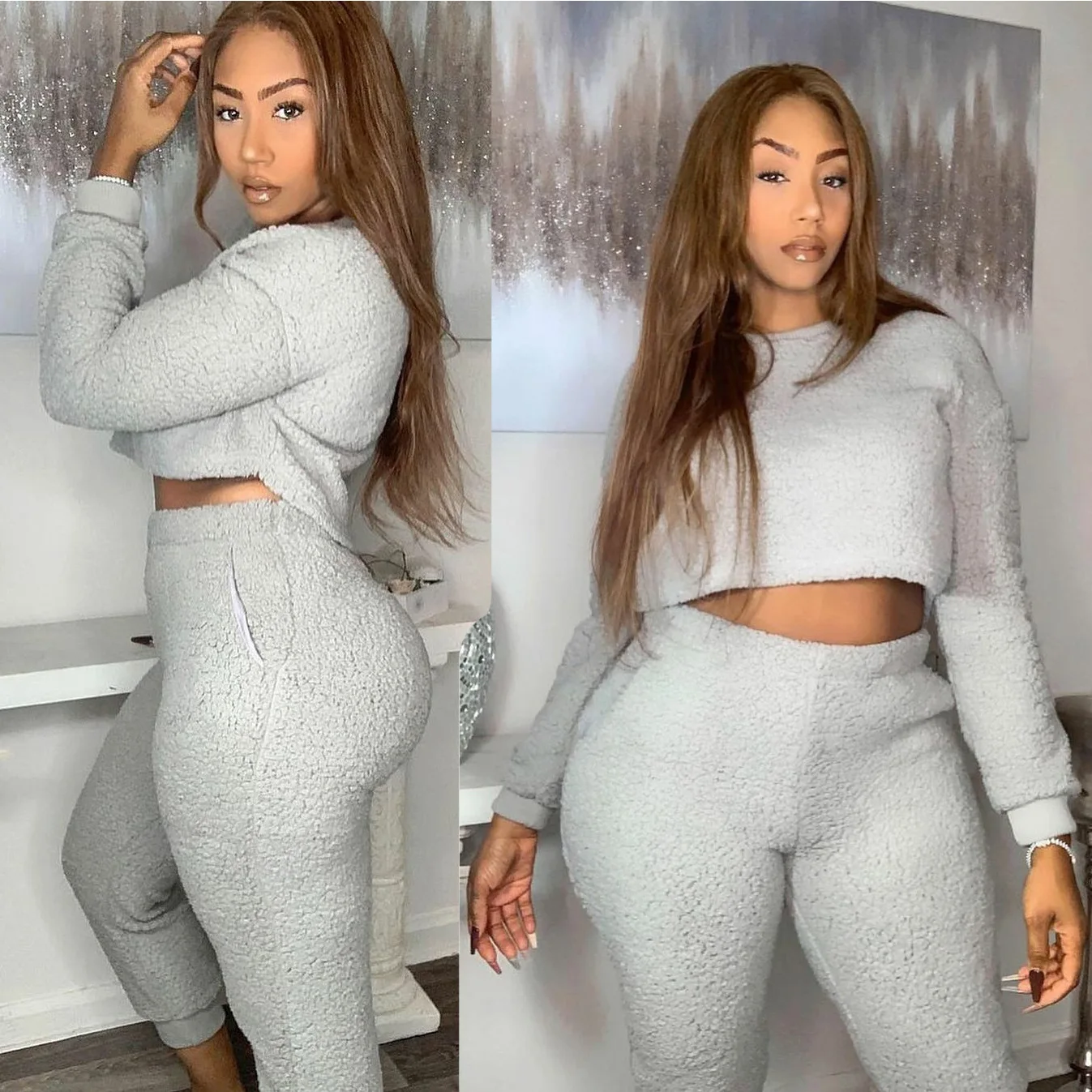 WW-1347 Soft, Comfortable And Warm Pure Color Cloth Sidekicks Thickening Two Suits Winter Lounge Wear Custom 2 Piece Set Women, Customized color
WW-1347 Soft, Comfortable And Warm Pure Color Cloth Sidekicks Thickening Two Suits Winter Lounge Wear Custom 2 Piece Set Women, Customized color
