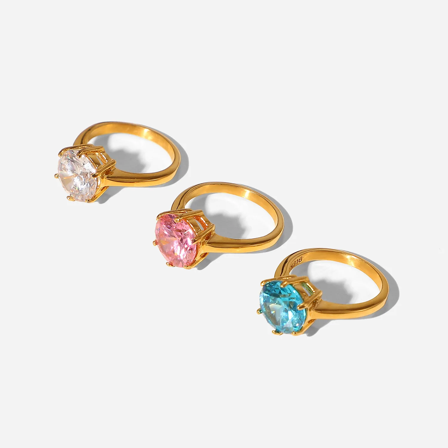 NUORO 18k Gold Plated Stainless Steel Trendy Rings Wedding Jewelry Party Gift Large Round Pink Blue White Cubic Zircon Ring
NUORO 18k Gold Plated Stainless Steel Trendy Rings Wedding Jewelry Party Gift Large Round Pink Blue White Cubic Zircon Ring