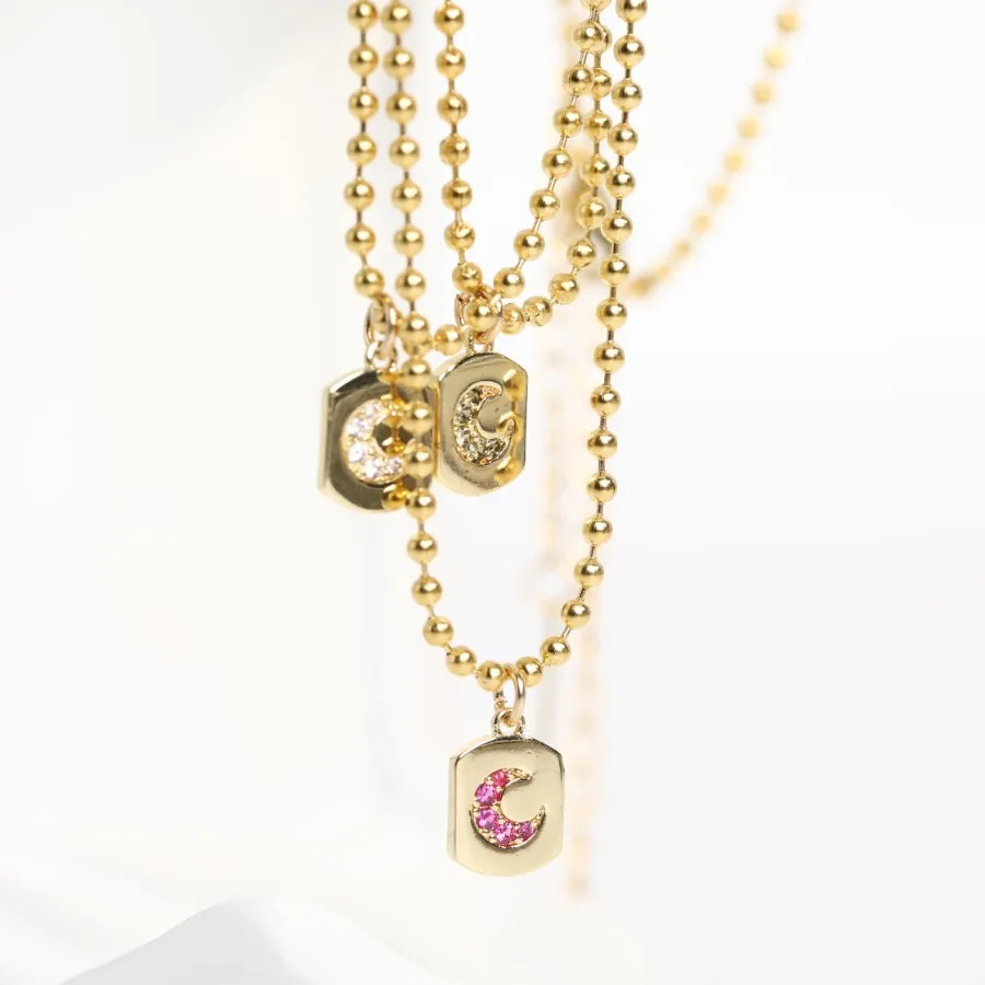 High Quality Stainless Steel Beaded Chain Zircon Moon Necklace 18k Gold Plated Square Cubic Zircon Moon Necklace
High Quality Stainless Steel Beaded Chain Zircon Moon Necklace 18k Gold Plated Square Cubic Zircon Moon Necklace