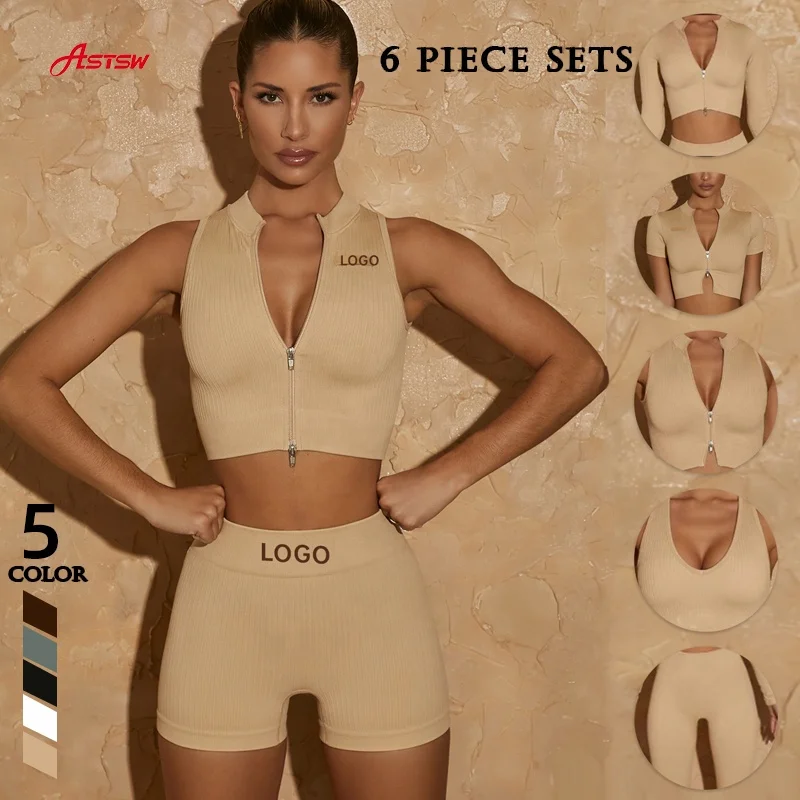 New Seamless Gym Clothing Outfits Zip Up Crop Top 6 Piece Athletic Workout Sets Women Fitness Rib Yoga Wear Short Activewear Set, Customized colors
New Seamless Gym Clothing Outfits Zip Up Crop Top 6 Piece Athletic Workout Sets Women Fitness Rib Yoga Wear Short Activewear Set, Customized colors