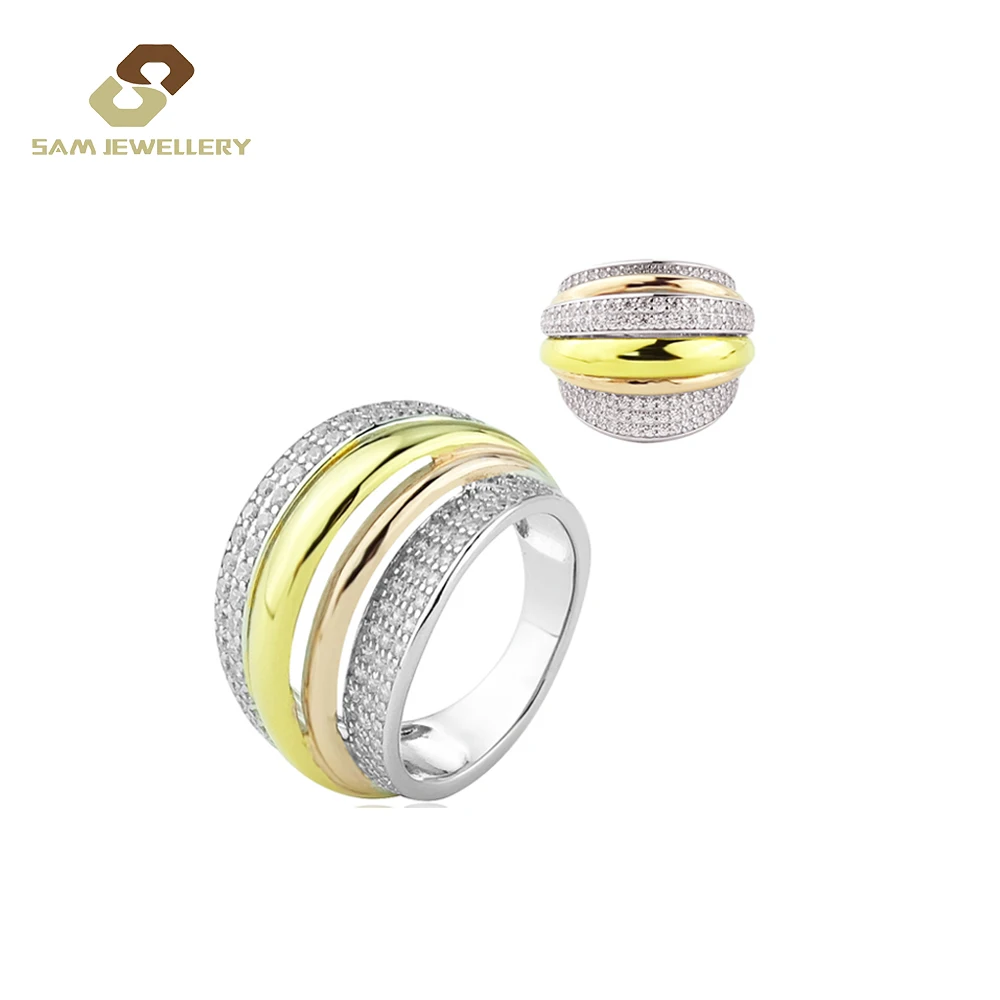 Jewelry 925 Sterling Silver Gold Plated Multi Row Highway Three Tone Ring Large Women, Silver, gold and rose gold colors
Jewelry 925 Sterling Silver Gold Plated Multi Row Highway Three Tone Ring Large Women, Silver, gold and rose gold colors