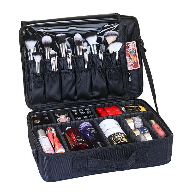 Women Makeup Brush Storage Box Cosmetic Train Case Organizer With Shoulder Strap, Black or customized
Women Makeup Brush Storage Box Cosmetic Train Case Organizer With Shoulder Strap, Black or customized