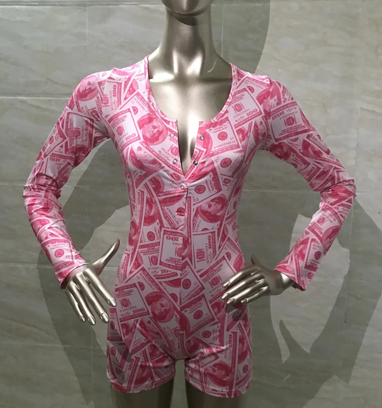 Women Pajamas Nightwear Long Sleeve Pink Money Onesie, Customized color
Women Pajamas Nightwear Long Sleeve Pink Money Onesie, Customized color