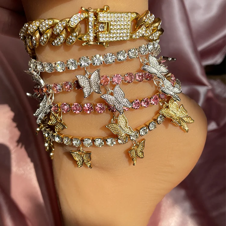 2021 new jewelry Summer new design hip hop rose gold plated butterfly tennis anklet for women, Silver /gold /rose gold
2021 new jewelry Summer new design hip hop rose gold plated butterfly tennis anklet for women, Silver /gold /rose gold