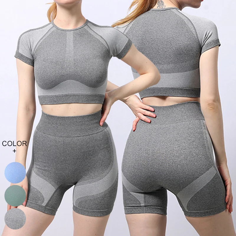 2022 Bike Shorts Two Piece Short Sleeve High Waist Womens Active Workout Fitness Short Yoga Set
2022 Bike Shorts Two Piece Short Sleeve High Waist Womens Active Workout Fitness Short Yoga Set