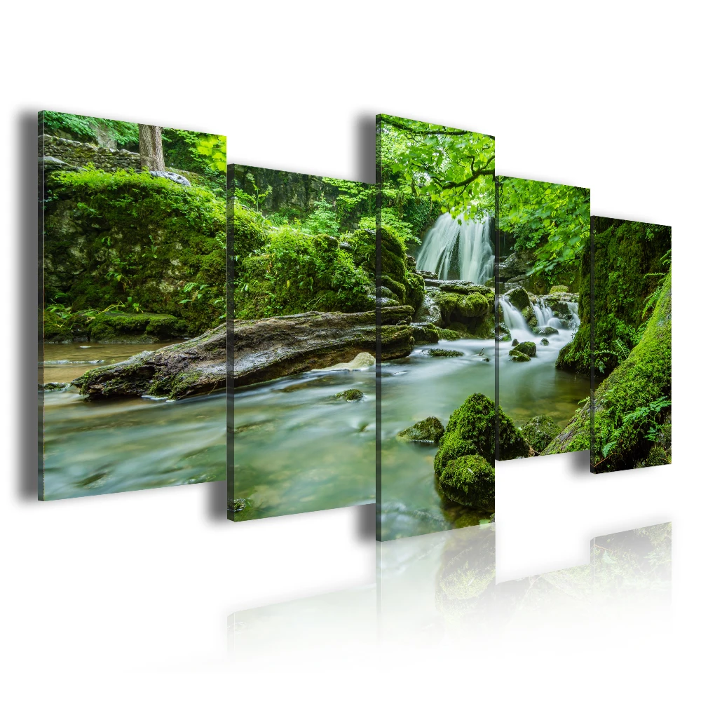 China Supplier Pure Landscape Green Brook 5 Panel Art Canvas Plant Prints Wallpaper Home Decoration, Customized color
China Supplier Pure Landscape Green Brook 5 Panel Art Canvas Plant Prints Wallpaper Home Decoration, Customized color