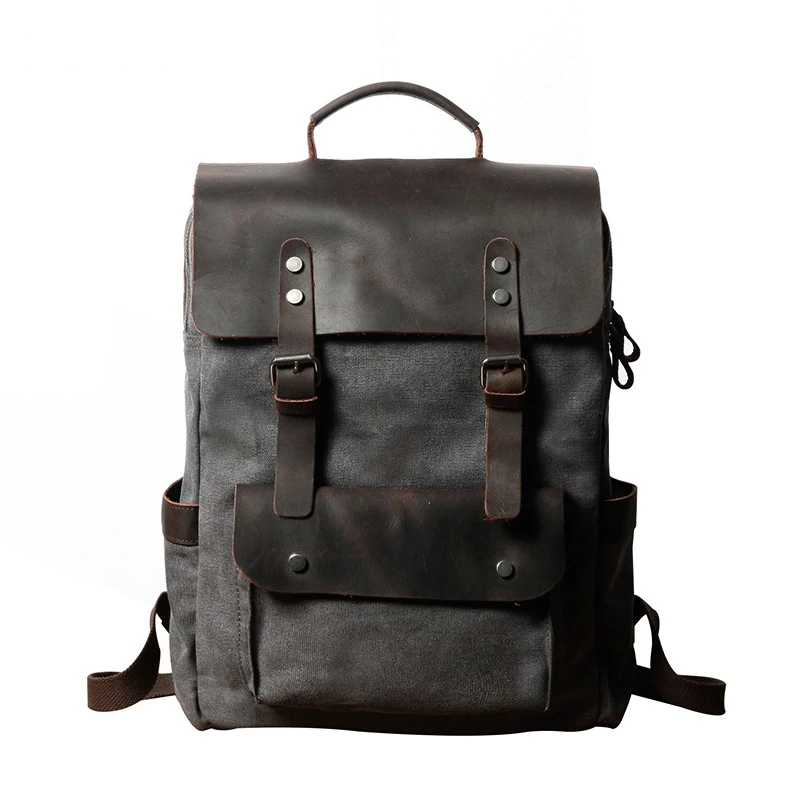 Vintage Crazy Horse Leather Outdoor Camping Laptop bags Men's Canvas School Backpack, Customized color
Vintage Crazy Horse Leather Outdoor Camping Laptop bags Men's Canvas School Backpack, Customized color