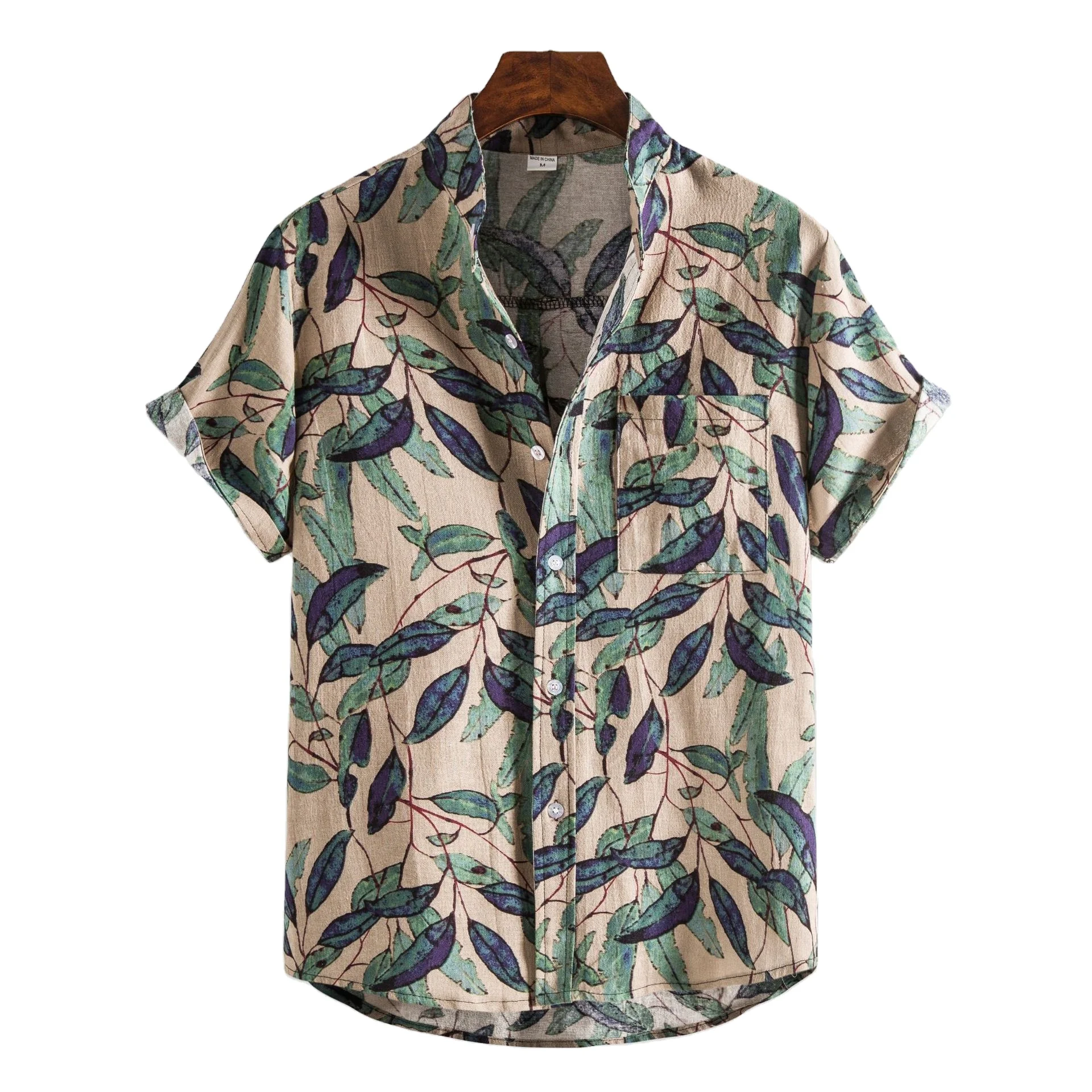 New summer short sleeves cotton linen material ethnic style men's flower shirt temperament commuting
New summer short sleeves cotton linen material ethnic style men's flower shirt temperament commuting