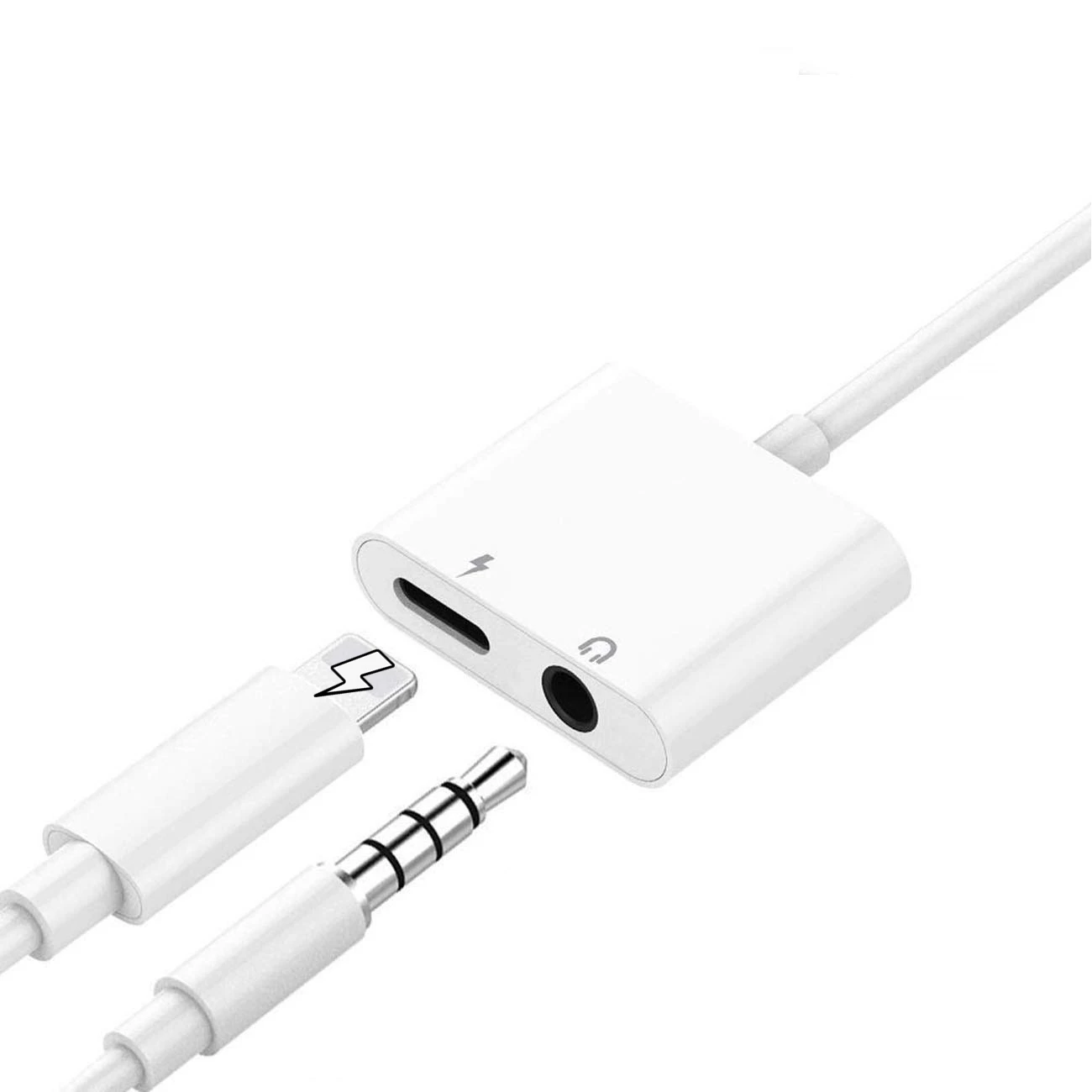 3.5mm jack Headphone Adapter 2 In 1 Charger Splitter Audio Converter Cable for iPhone Adapter Cable, White
3.5mm jack Headphone Adapter 2 In 1 Charger Splitter Audio Converter Cable for iPhone Adapter Cable, White