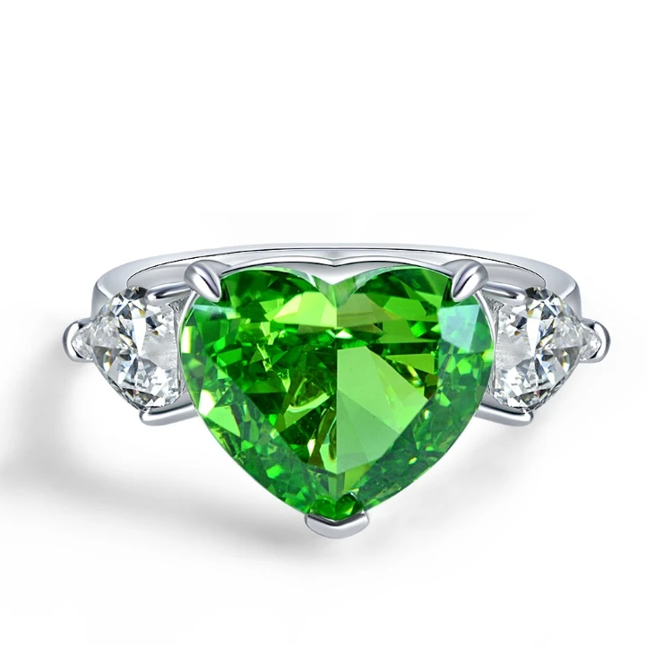 Hot Sale Factory Direct Heart Green Stone Sterling Silver 925 Jewelry 10*12 High Carbon Drill Rings
Hot Sale Factory Direct Heart Green Stone Sterling Silver 925 Jewelry 10*12 High Carbon Drill Rings