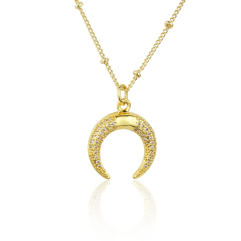 Round Bead Chain Full Of Zircon Small Moon Fashion Necklace Gold Plated Colorless Pendant Light Luxury Jewelry Gift, Gold color
Round Bead Chain Full Of Zircon Small Moon Fashion Necklace Gold Plated Colorless Pendant Light Luxury Jewelry Gift, Gold color