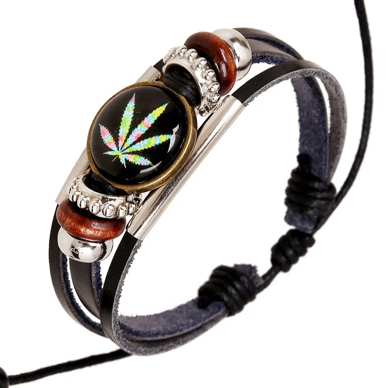 Unisex Leather Bracelets Cannabis Weed Leaf Charm Bracelet
Unisex Leather Bracelets Cannabis Weed Leaf Charm Bracelet