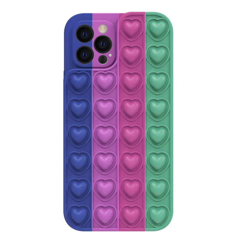 Rainbow Heart Silicone Mobile Phone Protective Case Push Bubble Fidget Toy Soft Funny Stress Relief Phone Case for iPhone 13, Colors optional
Rainbow Heart Silicone Mobile Phone Protective Case Push Bubble Fidget Toy Soft Funny Stress Relief Phone Case for iPhone 13, Colors optional