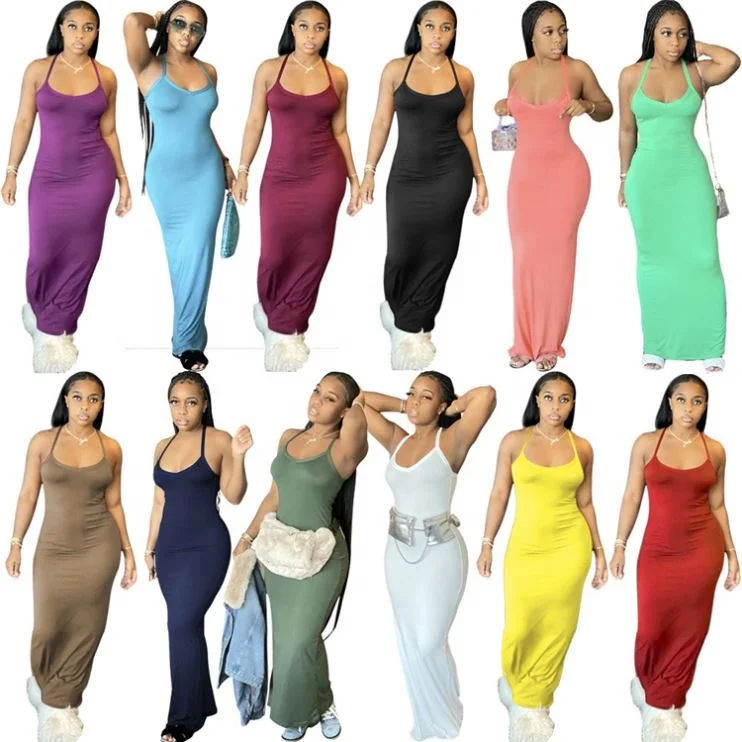 Fashion Women Clothing Solid Color Summer Dress 2021 Slip Sexy Maxi Dresses Women
Fashion Women Clothing Solid Color Summer Dress 2021 Slip Sexy Maxi Dresses Women