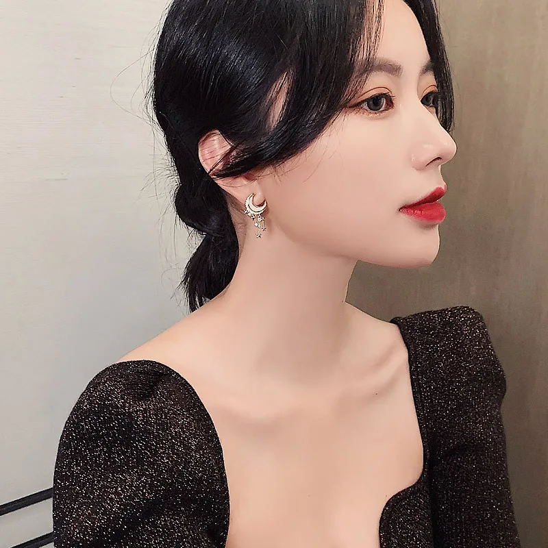 925 Silver Needle Moon Star Earrings,Fashion South Korea Creative Design Sense Earrings Fashion Earings
925 Silver Needle Moon Star Earrings,Fashion South Korea Creative Design Sense Earrings Fashion Earings