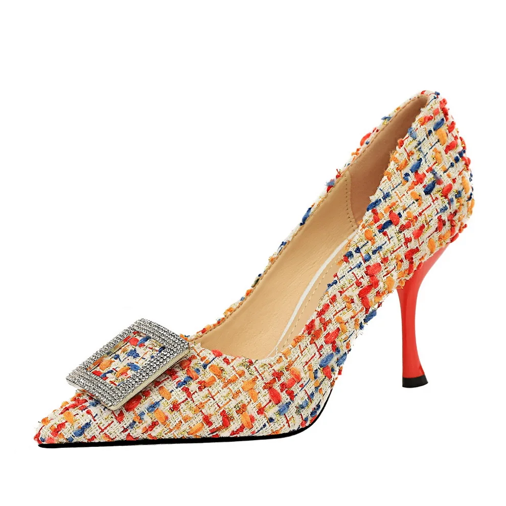 998-5 mixed-color heels new 8CM high-heeled shoes ladies Pointed rhinestone single shoe Women's shoes with metal square buckle, Apricot, black, orange
998-5 mixed-color heels new 8CM high-heeled shoes ladies Pointed rhinestone single shoe Women's shoes with metal square buckle, Apricot, black, orange