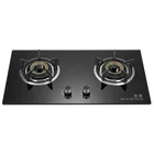 High-quality kitchen glass top super indoor gas stove double burner with Brass Cap Gas Cooker