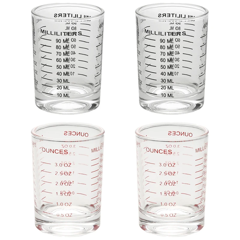 NCnmviku 4 pack Black/Red Clear Glass Espresso Shot Glass Measuring Cup Transparent Measuring Cups For Tequila Measurement, Transparent clear
NCnmviku 4 pack Black/Red Clear Glass Espresso Shot Glass Measuring Cup Transparent Measuring Cups For Tequila Measurement, Transparent clear