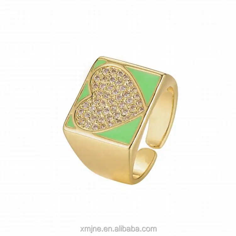 European And American Hip-Hop Geometric Square Heart-Shaped Love Dripping Ring Female Copper Micro-Inlaid Zircon Open Ring 
European And American Hip-Hop Geometric Square Heart-Shaped Love Dripping Ring Female Copper Micro-Inlaid Zircon Open Ring