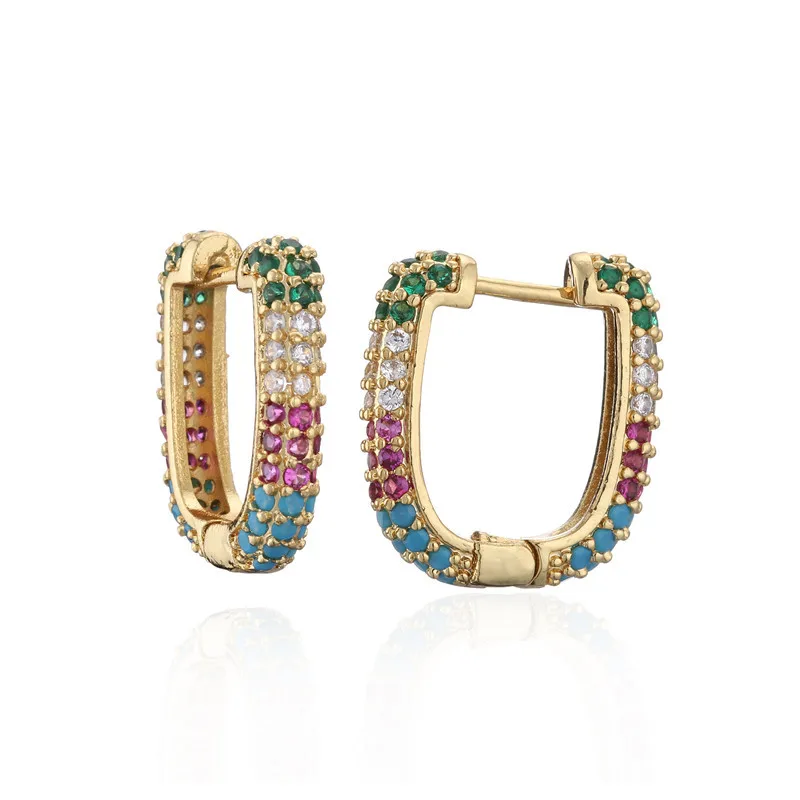 High Quality Rainbow Color Micro Pave CZ Clip On Earrings 18K Gold Plated Full Diamond Hoop Earrings For Women
High Quality Rainbow Color Micro Pave CZ Clip On Earrings 18K Gold Plated Full Diamond Hoop Earrings For Women