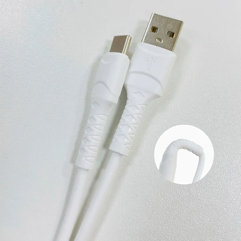 

1M 2M 3M soft TPE pure white quality durable SR V8 micro 8pin type C 3A fast data charging cable for Samsung mobile phone