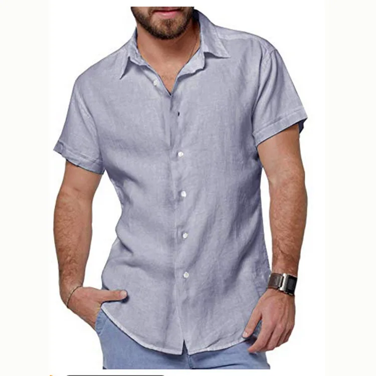 New Men's Lapel Collar Cotton Linen Shirt Pure Color Short Sleeve Shirt, Picture shown
New Men's Lapel Collar Cotton Linen Shirt Pure Color Short Sleeve Shirt, Picture shown