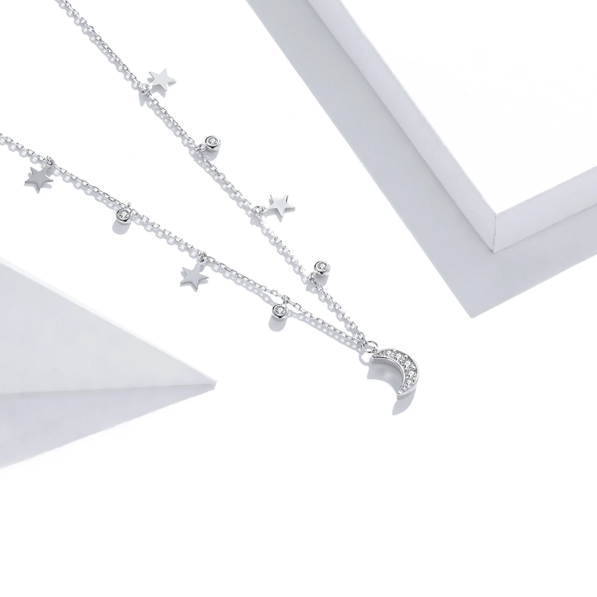 SCN420 Customized New Type FashionJewelry 925 Silver Moon And Star Link Chain Necklace
SCN420 Customized New Type FashionJewelry 925 Silver Moon And Star Link Chain Necklace