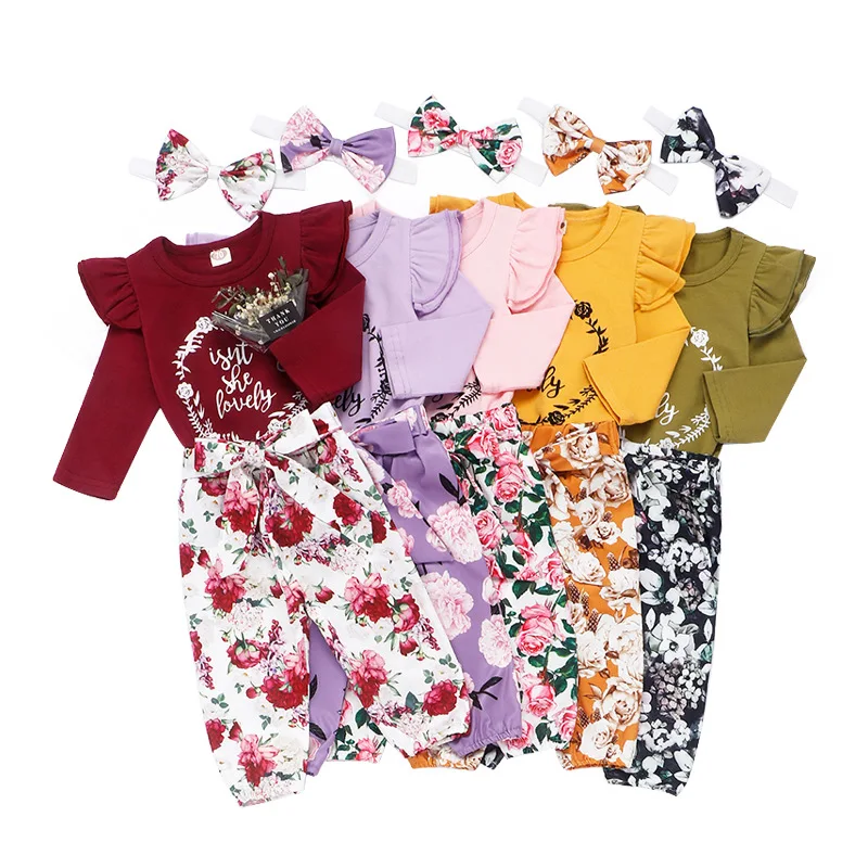 2021 Spring Autumn long sleeve cute flower letter bow headband jumpsuits romper pants three pieces set baby clothing for girls, As pic shows, we can according to your request also
2021 Spring Autumn long sleeve cute flower letter bow headband jumpsuits romper pants three pieces set baby clothing for girls, As pic shows, we can according to your request also