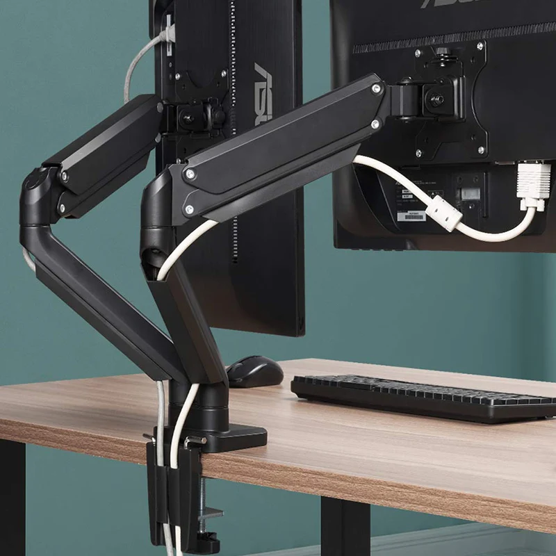 Wholesale Optional 13" - 27" TV Size Gas Spring Desktop Arm Dual Monitor Stand, Black
Wholesale Optional 13" - 27" TV Size Gas Spring Desktop Arm Dual Monitor Stand, Black